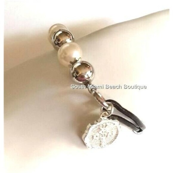 RN Nursing Charm Bracelet Caduceus Silver Plated Pearl Nurse Graduation Gift - Picture 5 of 10